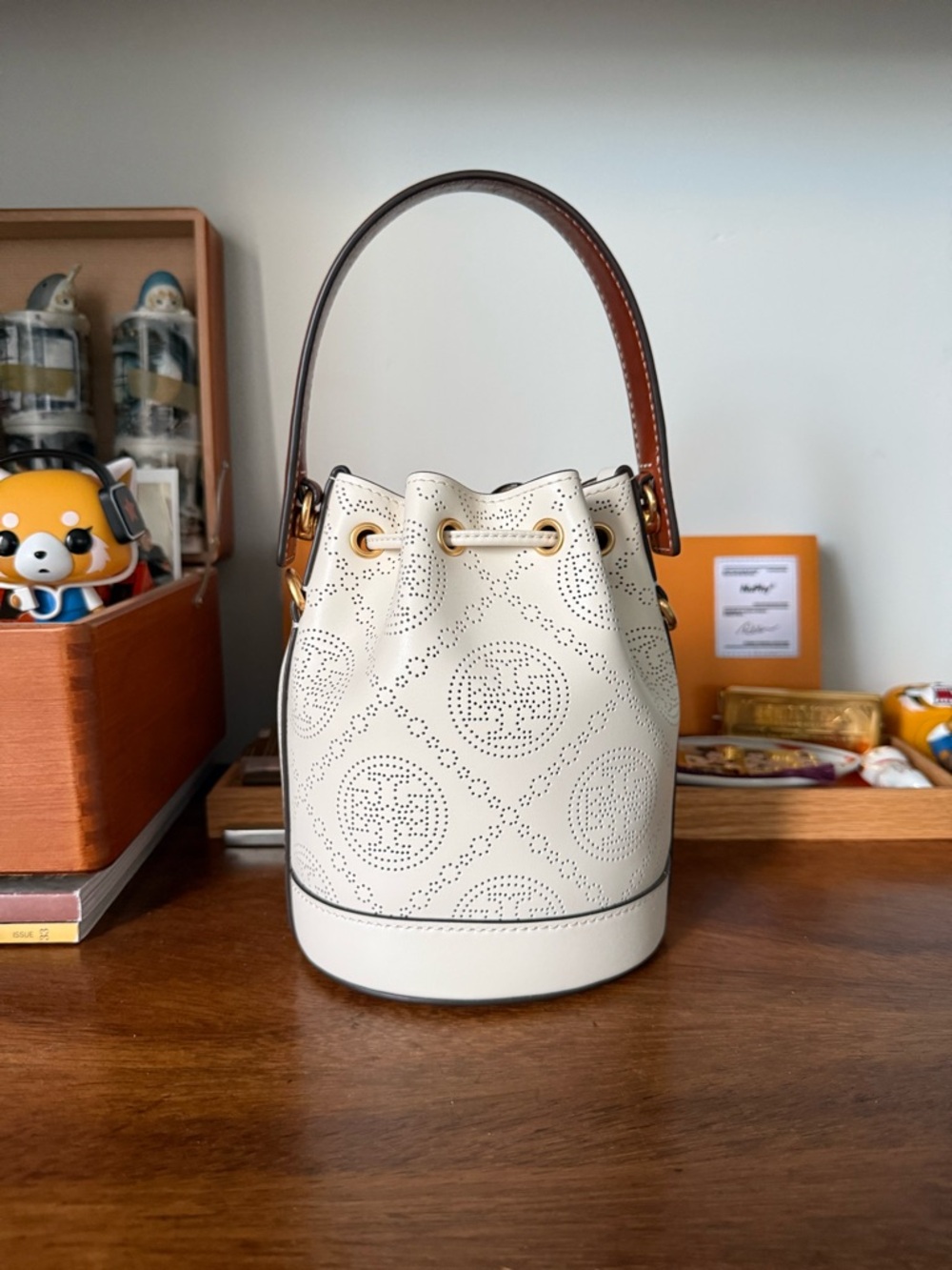 Tory Burch Mini T Monogram Perforated Bucket Bag NWOT - Picture 4 of 8
